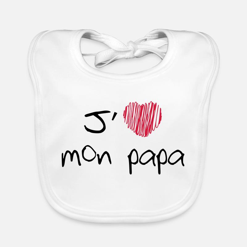 J'aime mon papa - Bavoir bio Bébé - blanc