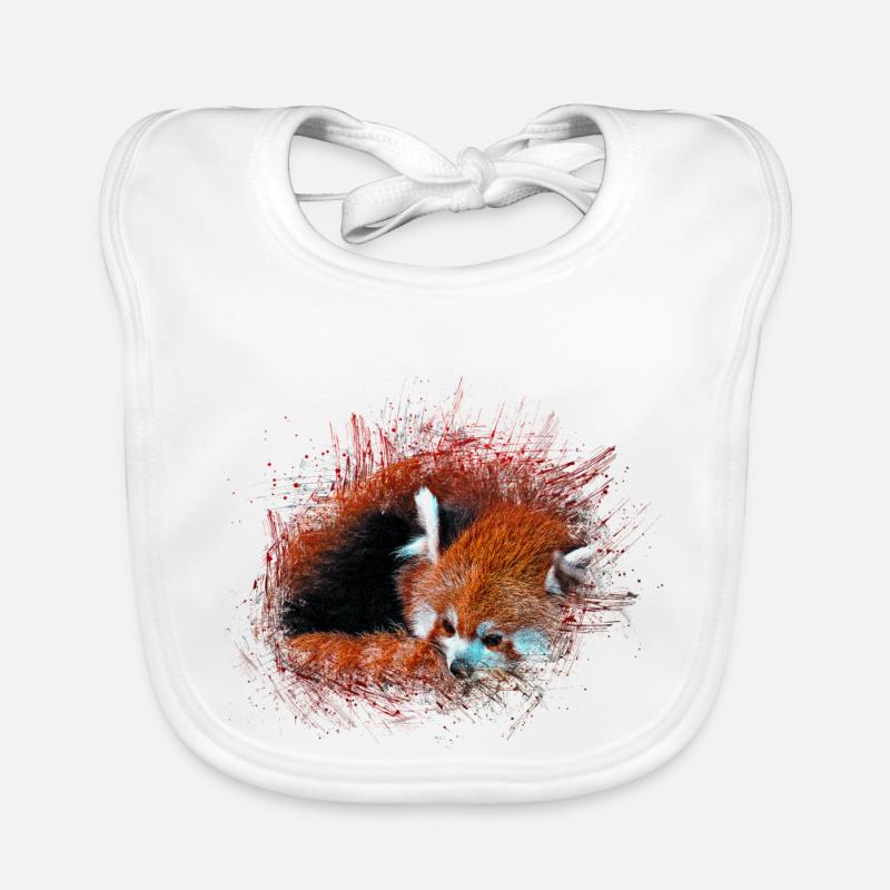 Red panda bear Organic Baby Bibs