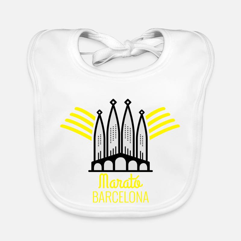 marathon de Barcelone - Bavoir bio Bébé - blanc