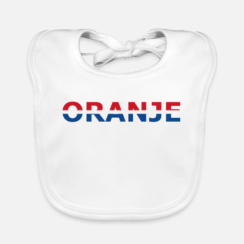 Orange in rot, weiß, blau - Baby Bio-Lätzchen - Weiß