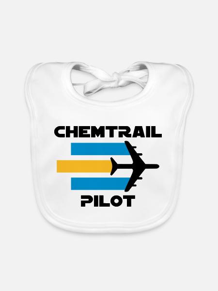 Chemtrailpilot (Flugzeug mit Chemtrails) - Baby Bio-Lätzchen - Weiß - Vorne