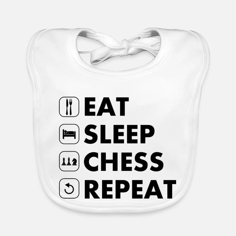 Échecs manger sommeil répéter blanc Bavoir bio Bébé