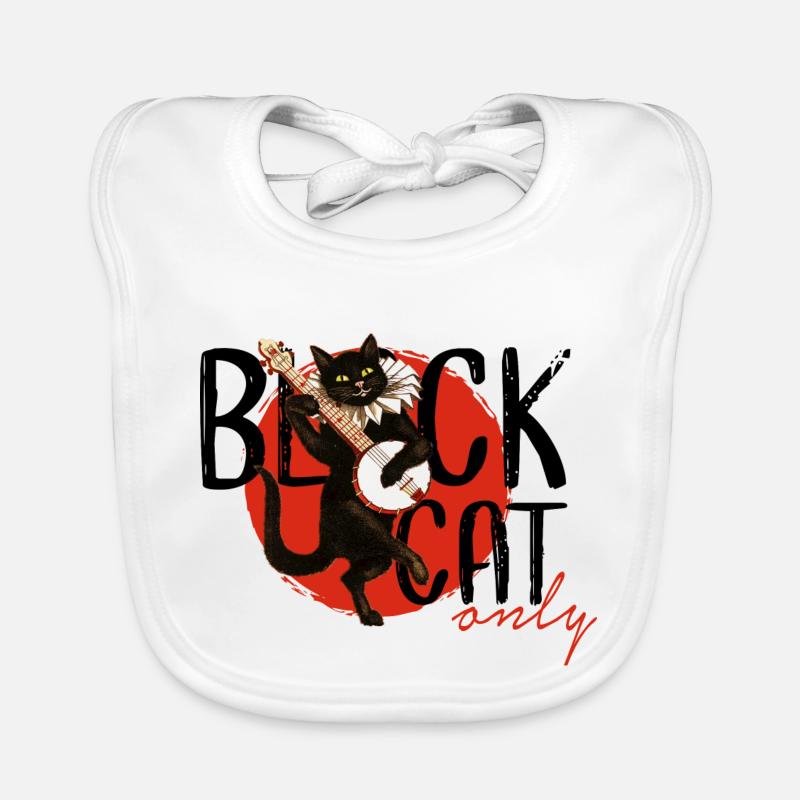 Black cat.Chat noir rétro. Organic Baby Bibs