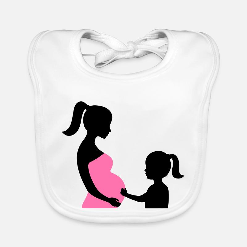 Schwangere mit Tochter Silhouette Baby Bio-Lätzchen