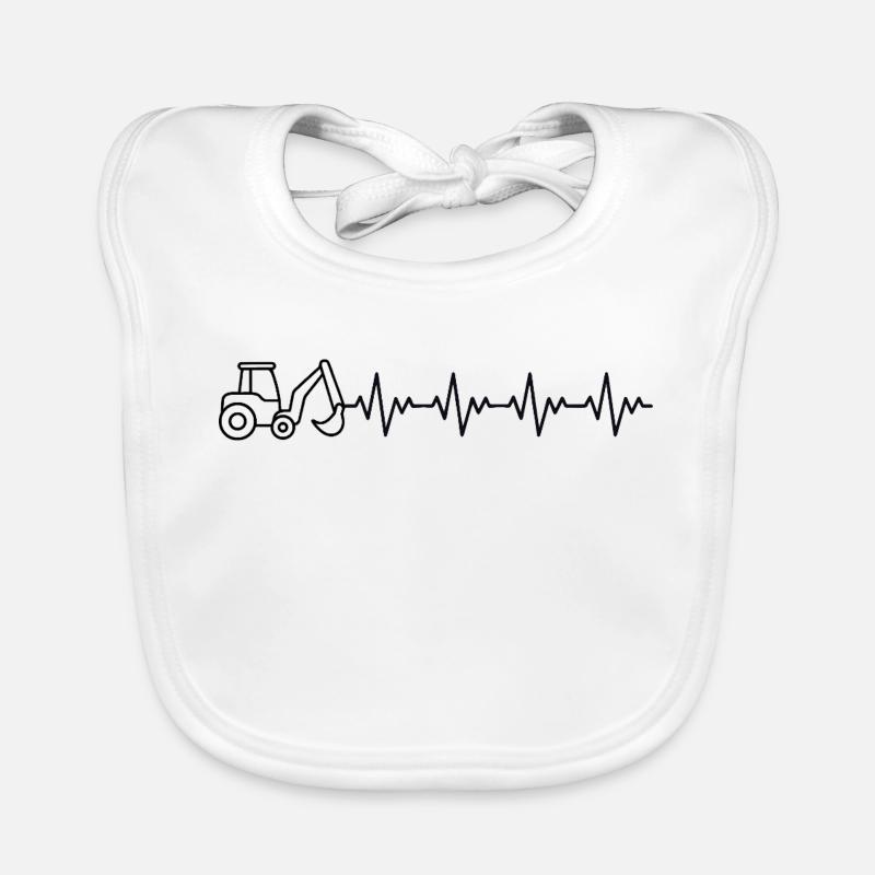 Bagger Baggern Baggerfahrer EKG Herzschlag Baby Bio-Lätzchen