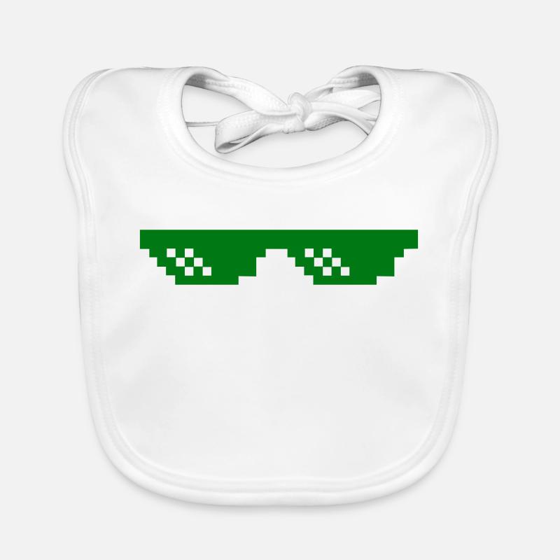 Green pixel pattern with contrast blocks Organic Baby Bibs