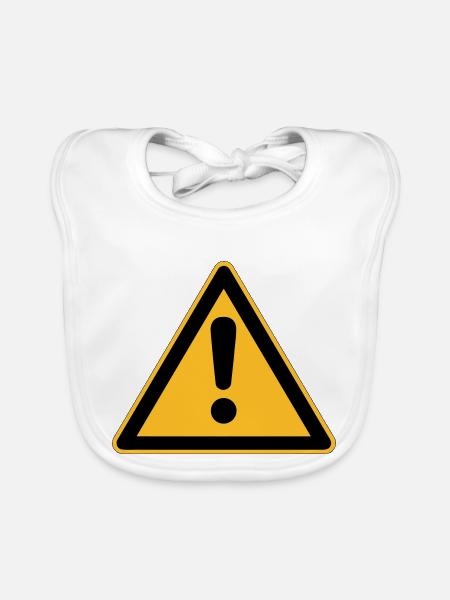 Safety-Sign Warning - Baby Bio-Lätzchen - Weiß - Vorne