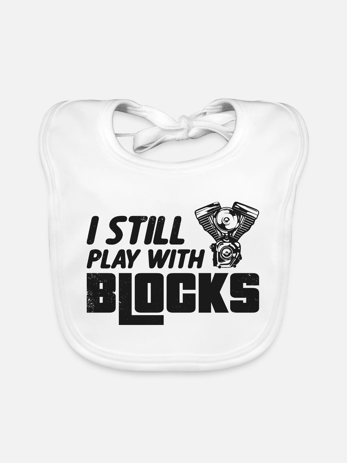Play with block engine - Baby Bio-Lätzchen - Weiß - Vorne