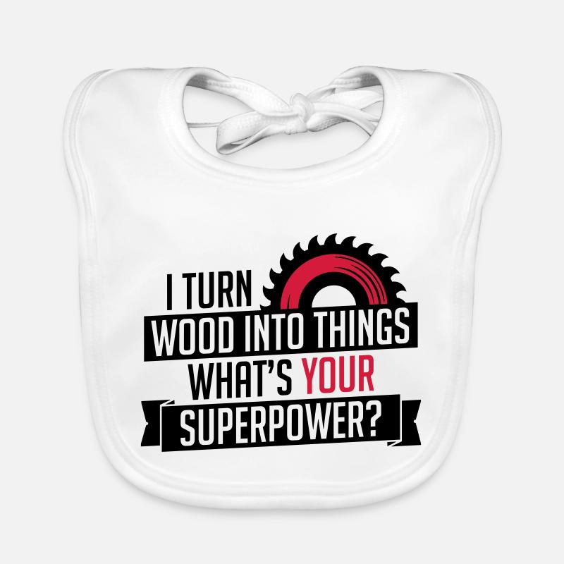 Wood into things superpower carpenter - carpenter Organic Baby Bibs