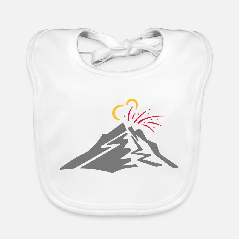 Volcan - dessin au trait de vecteur, cadeau - Bavoir bio Bébé - blanc