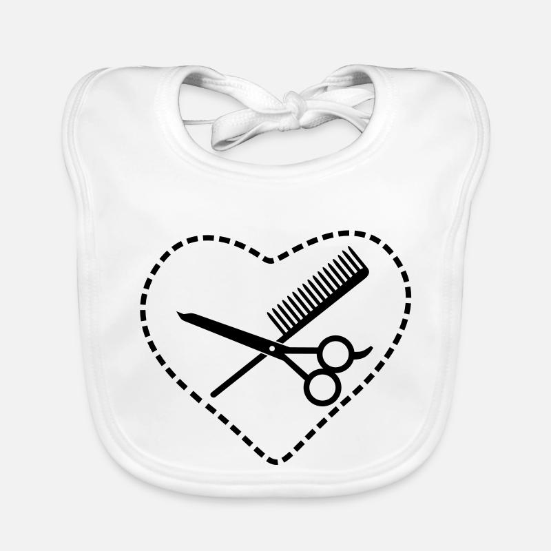 Peigne et ciseaux en coeur / peigne et ciseaux Bavoir bio Bébé