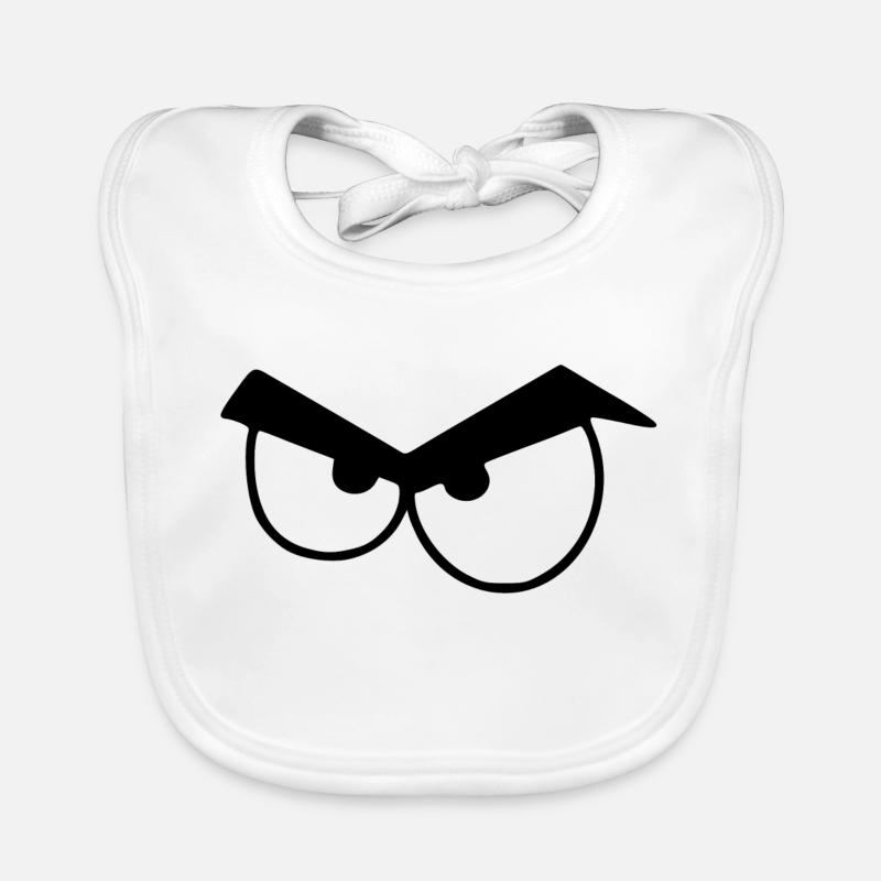 Angry eyes with eyebrows. Organic Baby Bibs