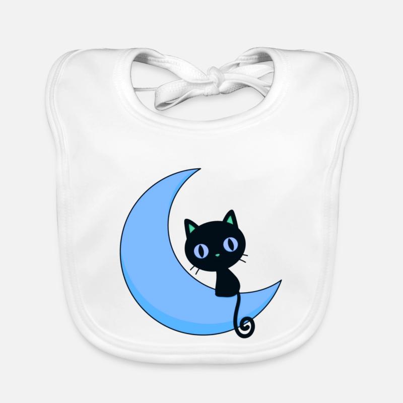 mignon chat avec lune,chat,lune Bavoir bio Bébé