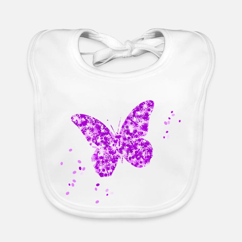 Schmetterling - Baby Bio-Lätzchen - Weiß