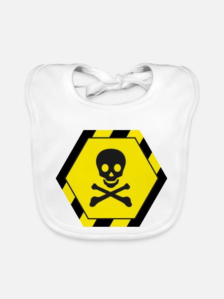 Skull - Organic Baby Bibs - white - Front