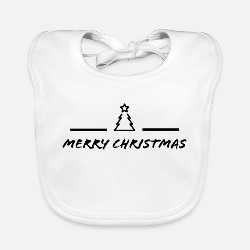 Merry Christmas logo black Organic Baby Bibs