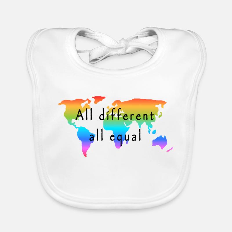 all different all equal. Love is Love. Organic Baby Bibs