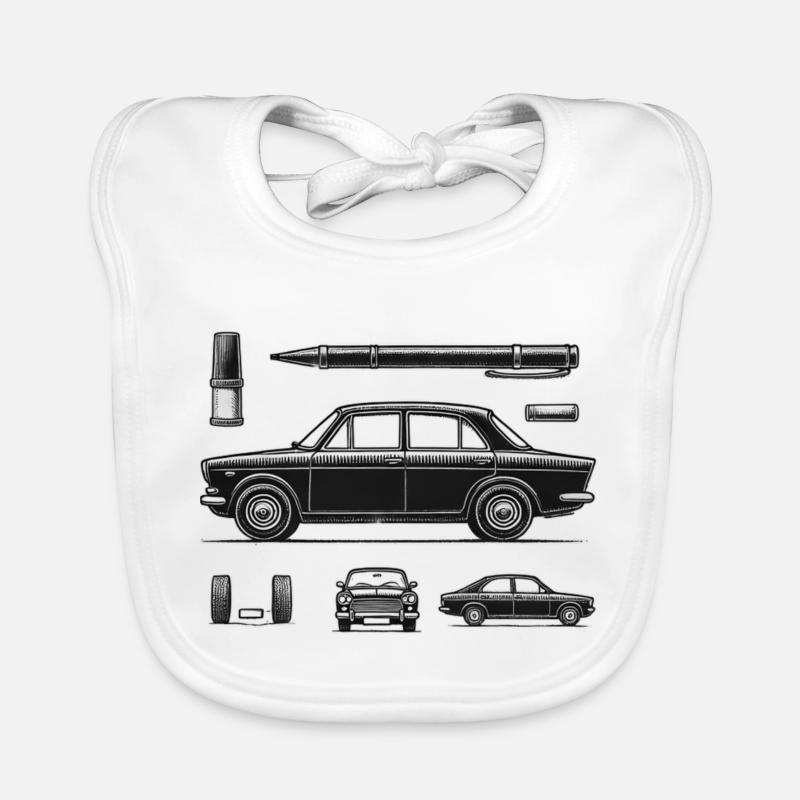 Black classic car Organic Baby Bibs