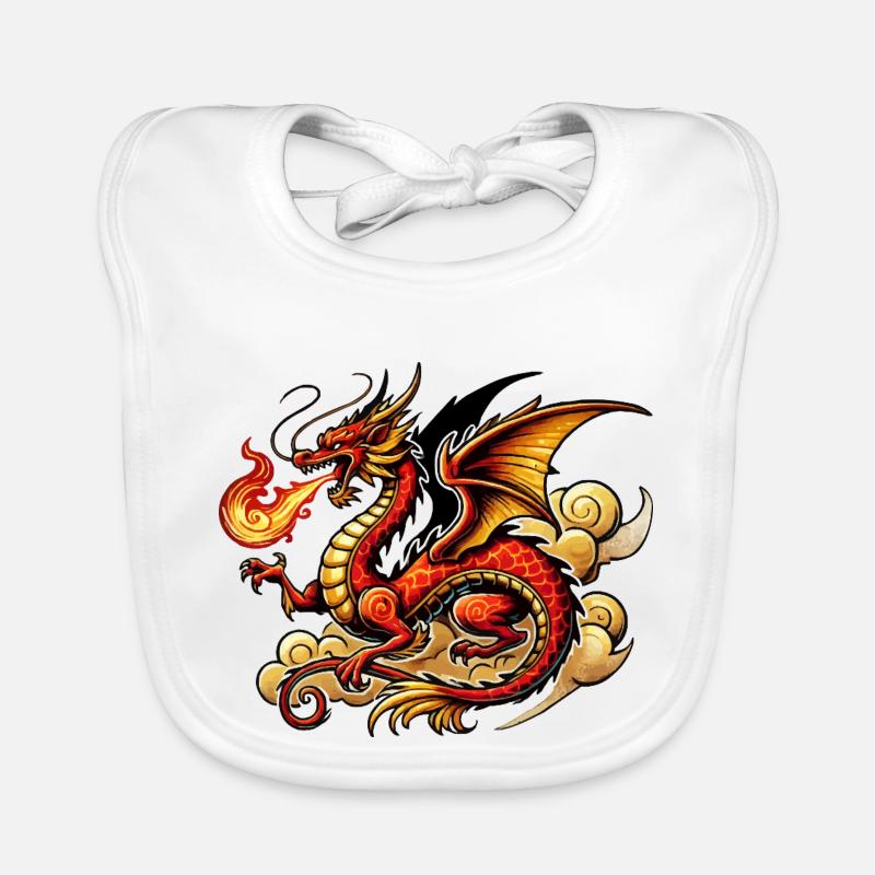 china drache - Baby Bio-Lätzchen - Weiß