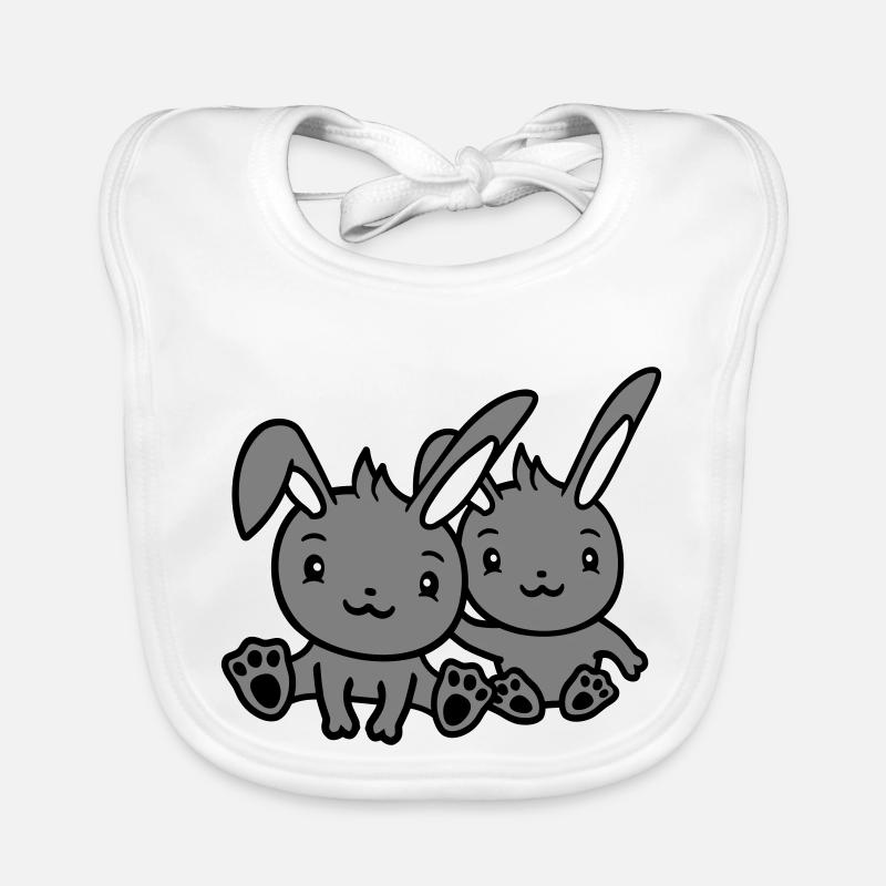 2 Hasen Freunde Team Crew Paar Zwei Glückliche Baby Bio-Lätzchen