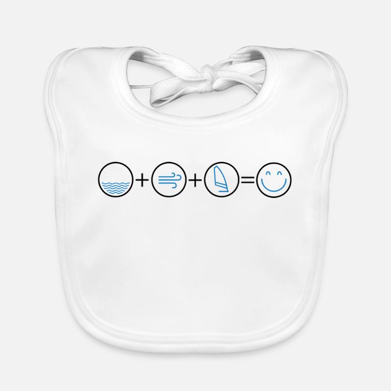 Icônes Eau Vent Planche à voile - Bavoir bio Bébé - blanc