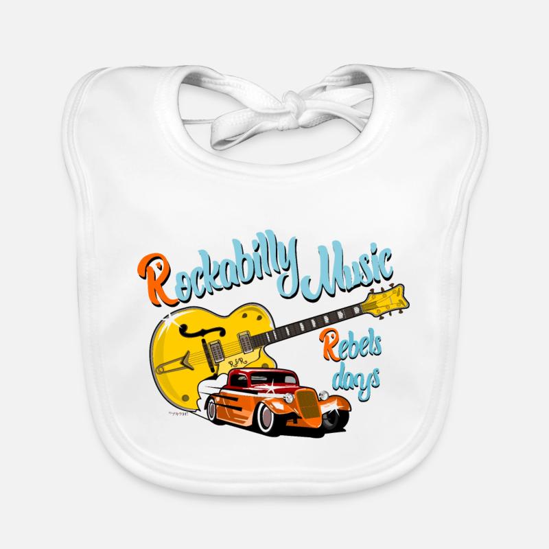 Rockabilly - Baby Bio-Lätzchen - Weiß