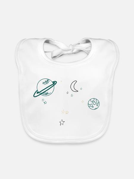 Planeten - Baby Bio-Lätzchen - Weiß - Vorne