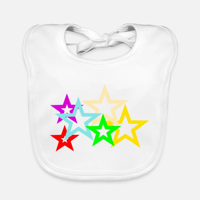 étoiles colorées - Bavoir bio Bébé - blanc