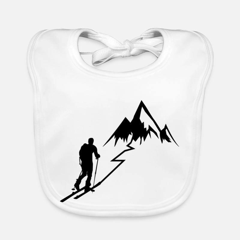 Tourenski Geschenk Ski Touren Geschenkidee Berg - Baby Bio-Lätzchen - Weiß