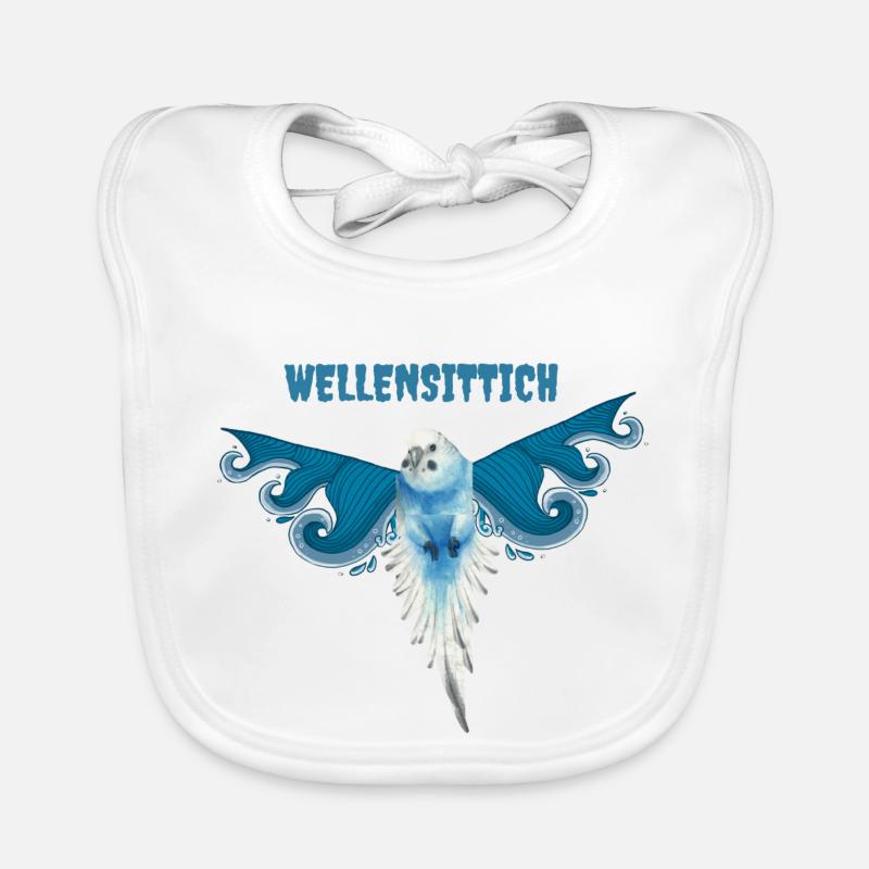 Wellensittich - Baby Bio-Lätzchen - Weiß