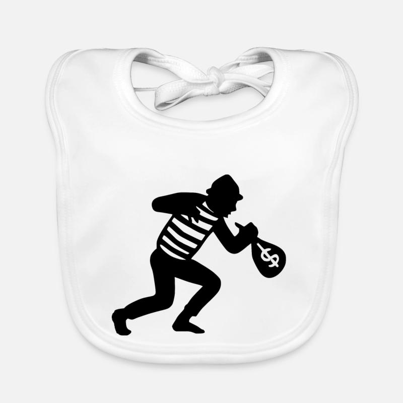 Dieb läuft mit Geld weg Baby Bio-Lätzchen