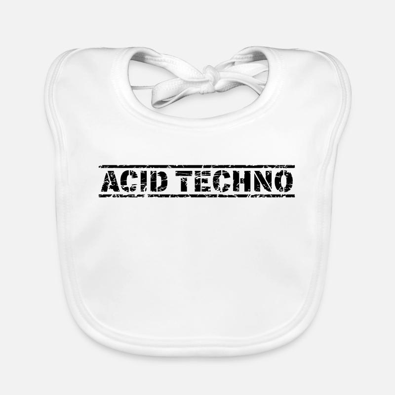 Acid Techno - Organic Baby Bibs - white