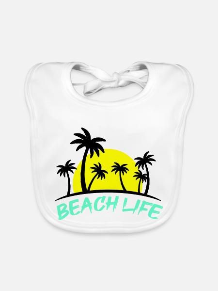 La vie à la plage - Bavoir bio Bébé - blanc - Devant