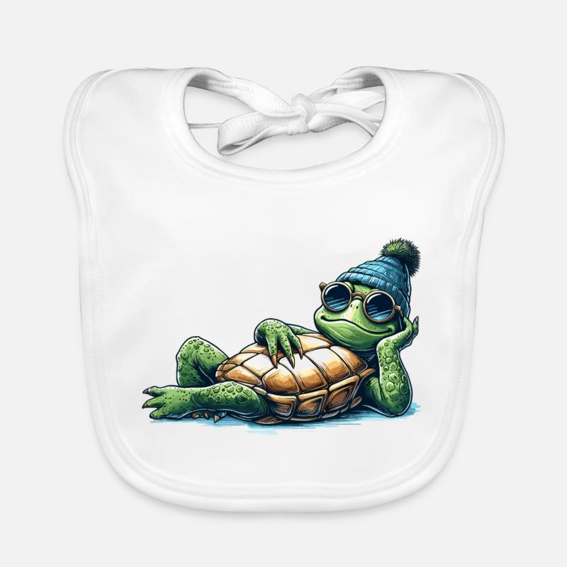 Chillkröte Schildkröte cool chillen Geschenk Baby Bio-Lätzchen
