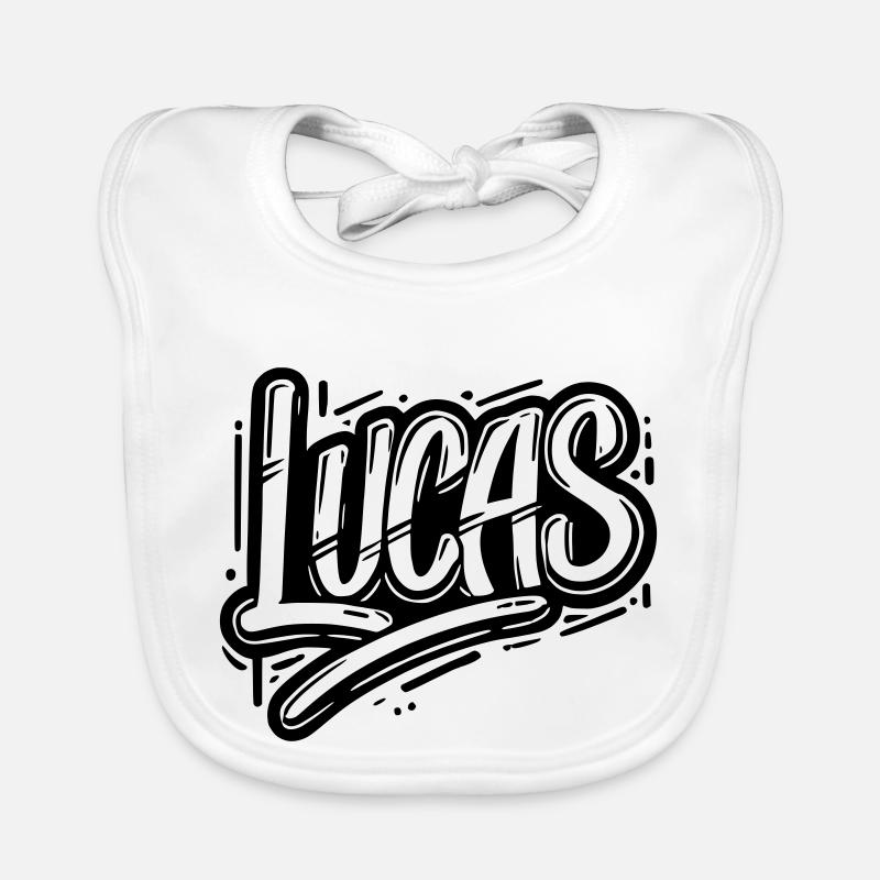 Lucas Surname First name Graffiti Organic Baby Bibs