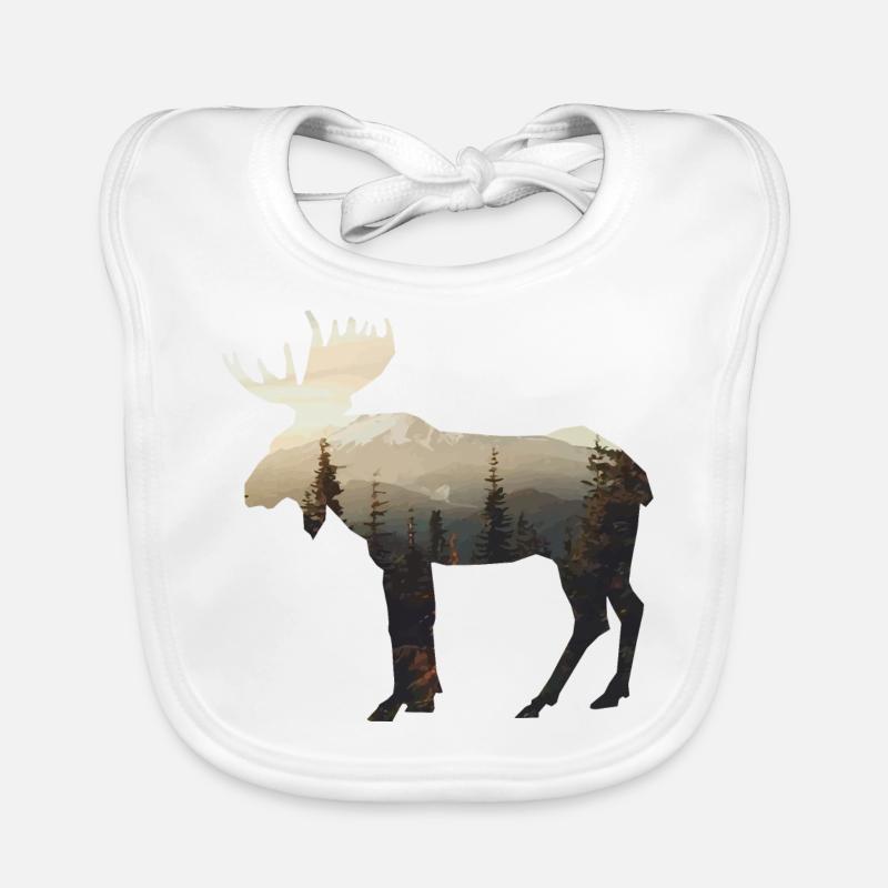 Moose avec idée de cadeau paysage silhouette - Bavoir bio Bébé - blanc