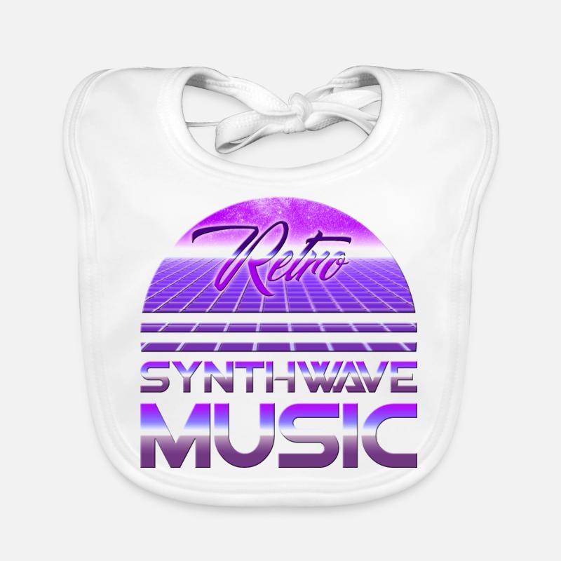 80s Neon Retro Synthwave Music Electronic Wave Organic Baby Bibs