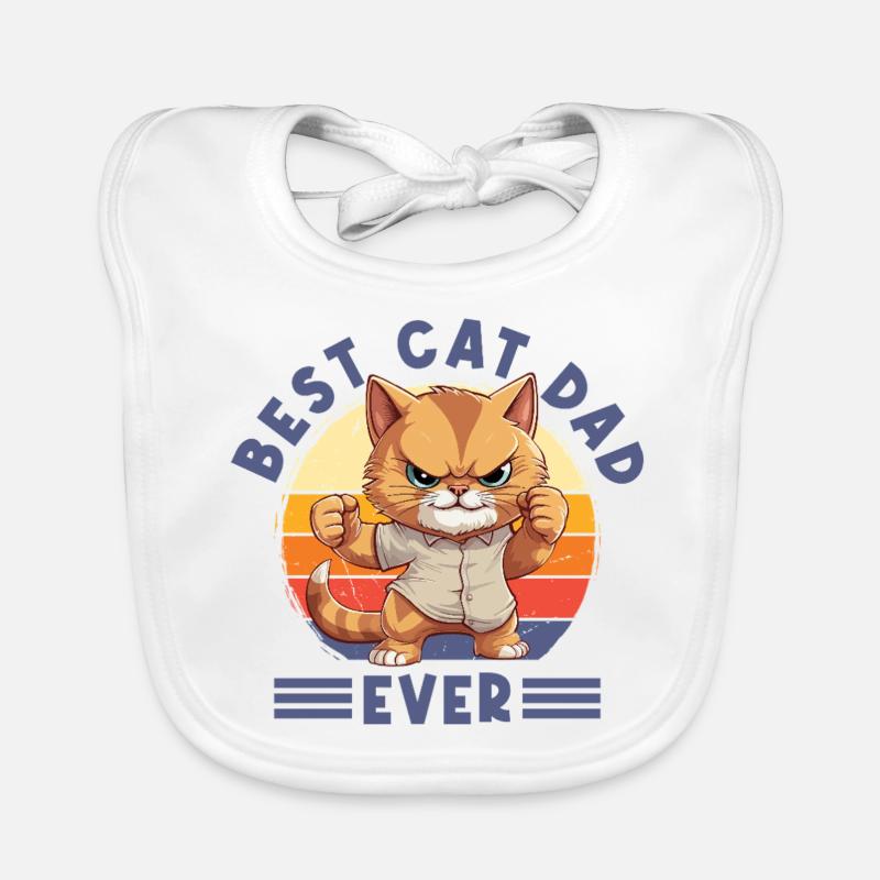 Cat Best Cat Dad Ever Cat Dad Funny Saying Organic Baby Bibs
