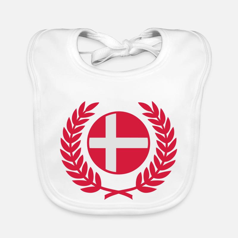 Denmark (flag & laurel wreath) Organic Baby Bibs