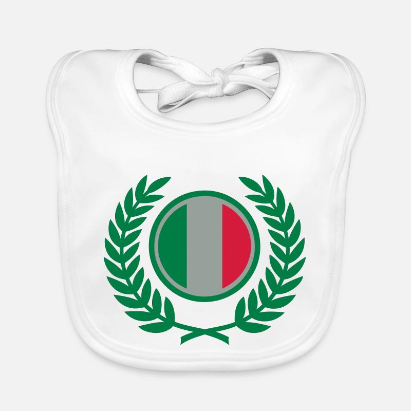 Italie (drapeau et couronne de laurier) Bavoir bio Bébé