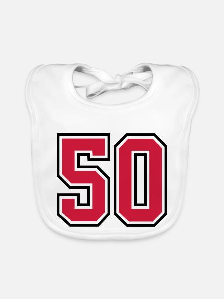 50 sports jersey football number - Organic Baby Bibs - white - Front