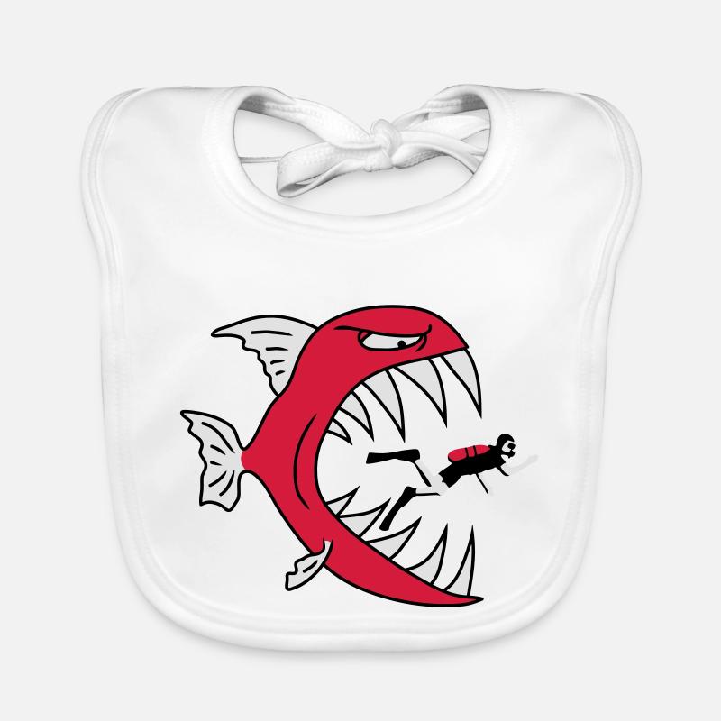 Monster Fish Eats Diver Organic Baby Bibs