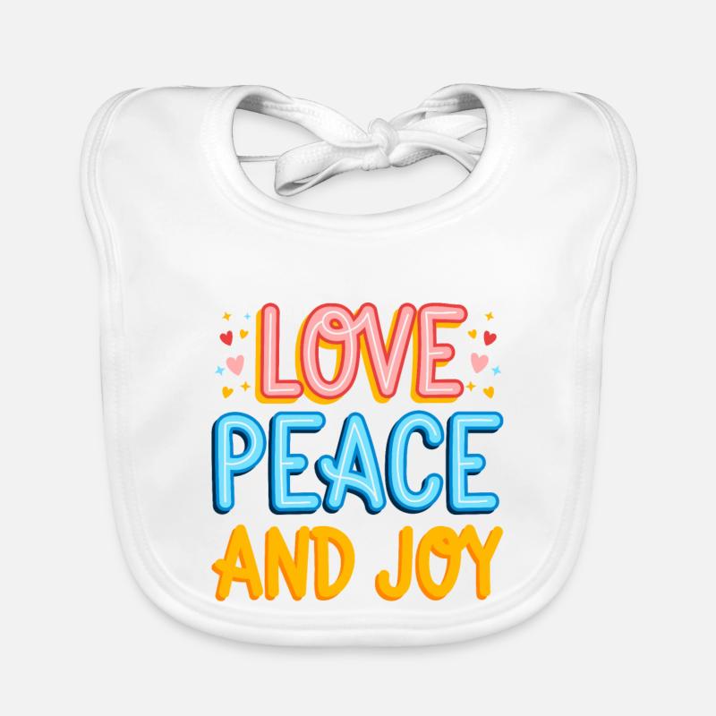 Love Peace and Joy original gift idea Organic Baby Bibs