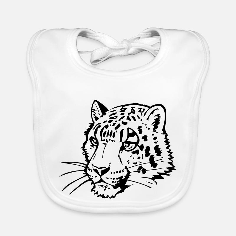 Léopard des neiges en poignée de bande dessinée Bavoir bio Bébé