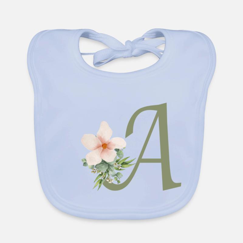 Buchstabe A mit Blume Baby Bio-Lätzchen