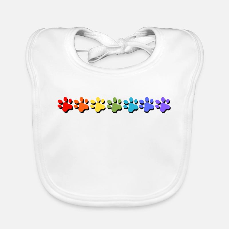 Empreinte de patte chien chat arc-en-ciel Bavoir bio Bébé