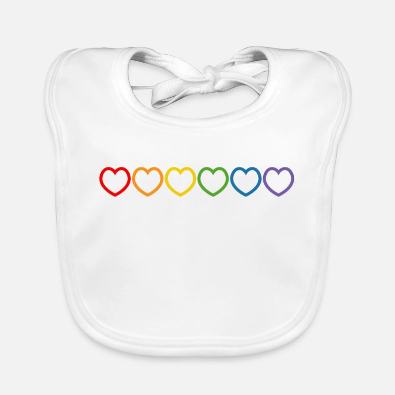 Contour des cœurs arc-en-ciel Bavoir bio Bébé