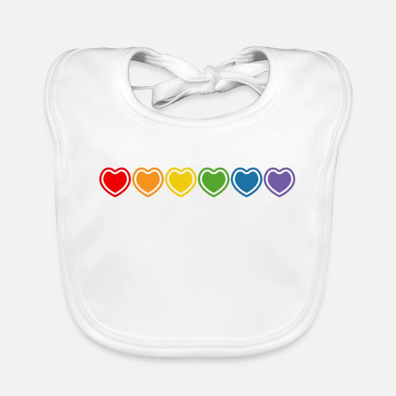 LGBT Regenbogenherzchen - Baby Bio-Lätzchen - Weiß