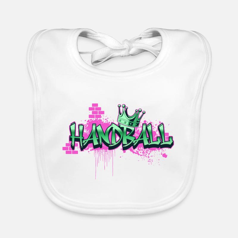 Handball Graffiti Spray Sprayer Handballspieler Baby Bio-Lätzchen