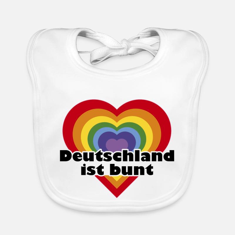 Deutschland ist bunt Herz in Regenbogen Farben Baby Bio-Lätzchen